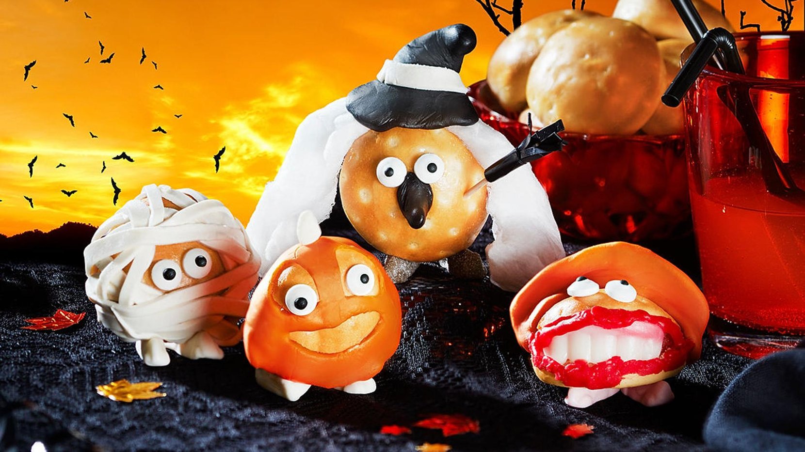 Oversrift Billede af vaniljeboller i Halloween-tema