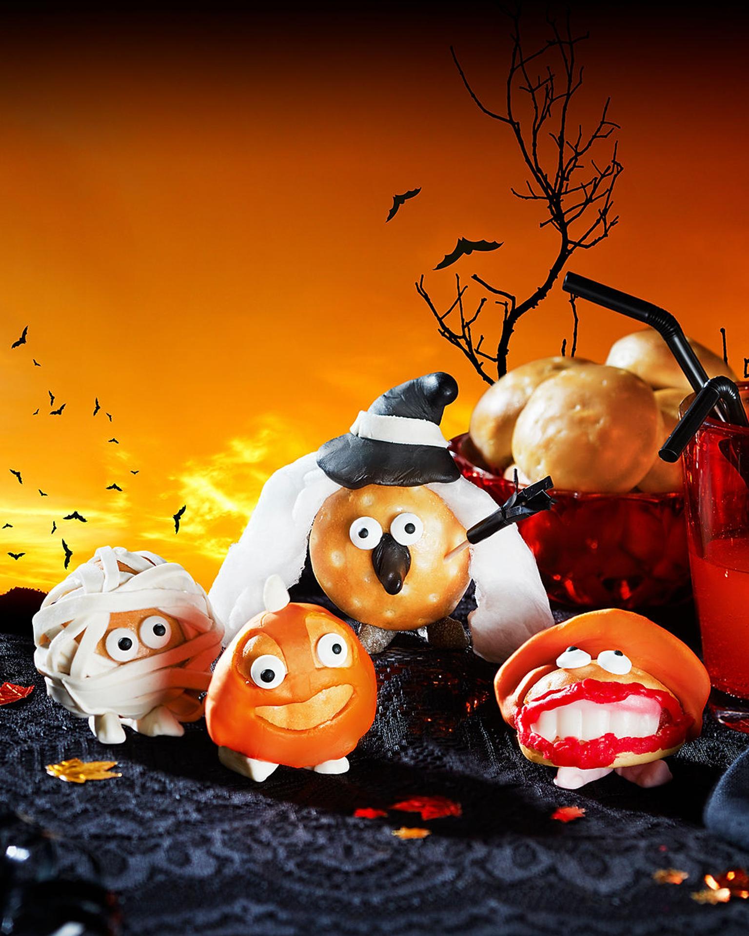 Billede af Vanillas boller klædt ud i et Halloween-tema